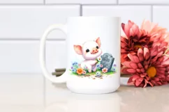 Cute Baby Pig Watercolor with Grave Product Image 2