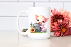 Cute Baby Pig Watercolor with Grave Product Image 2