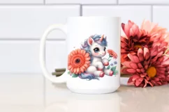 Cute Baby Unicorn Watercolor with Gerbera Product Image 2