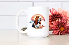 Basset Hound Surfing in the Sunset | Clipart Product Image 2