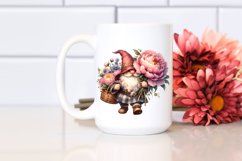 Detailed Watercolor Cute Gnome Basket Peonies | Clipart Product Image 2