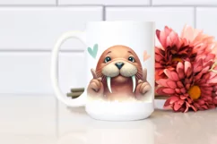 Funny Cute Walrus Portrait Love Sign | Clipart Product Image 2