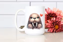 Funny Cute Walrus Portrait Love Sign | Clipart Product Image 2