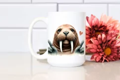 Funny Cute Walrus Portrait Love Sign | Clipart Product Image 2