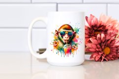Quirky Colorful Monkey Drink Clipart Product Image 2