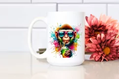 Quirky Colorful Monkey Drink Clipart Product Image 2