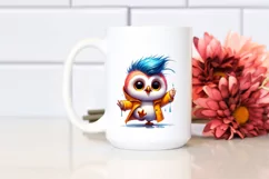 Goofy Owl Dancing in Raincoat PNG Product Image 2