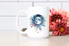 Abstract Moon with Stars, Watercolor PNG Product Image 2