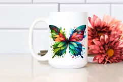 Abstract Vibrant Watercolor Butterfly PNG Product Image 2