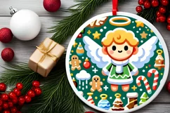 Round Christmas Ornament Sublimation|Clipart Product Image 1