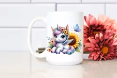 Cute Pastel Unicorn Sunflower Clipart Product Image 2