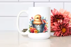 Colorful Baby Chicken in Bucket | Clipart Product Image 2