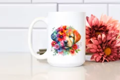 Floral Puppy Watercolor Clipart Product Image 2