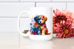 Floral Puppy Watercolor Clipart Product Image 2