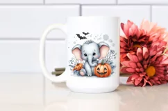 Cute Baby Elephant Holding Pumpkin PNG Product Image 2