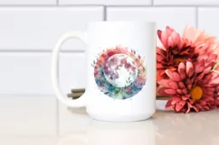 Moon Foliage Watercolor Vibrant | Clipart Product Image 2