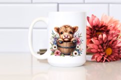 Cute Baby Highland Cow with Flowers, Transparent PNG Product Image 2