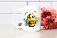 Funny Cute Bee Portrait Victory Sign | Clipart Product Image 2
