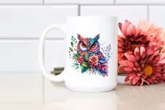 Abstract Vibrant Watercolor Owl PNG Product Image 2