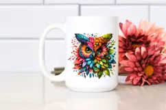 Abstract Vibrant Watercolor Owl PNG Product Image 2