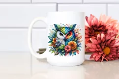 Abstract Vibrant Watercolor Owl PNG Product Image 2