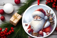 Santa Round Christmas Ornament Sublimation PNG Product Image 2