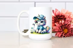 Baby Unicorn with Golfer Attire, PNG Product Image 2