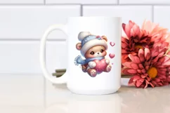 Baby Bear Sleigh Hearts PNG Product Image 2