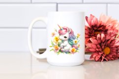 Cute Baby Unicorn with Narcissus | Sublimation | Clipart Product Image 2