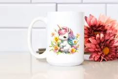 Cute Baby Unicorn with Narcissus | Sublimation | Clipart Product Image 2