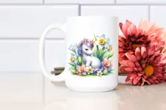 Cute Baby Unicorn with Narcissus | Sublimation | Clipart Product Image 2