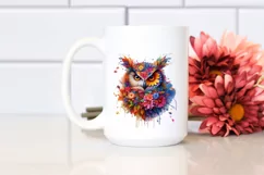 Abstract Vibrant Watercolor Owl PNG Product Image 2