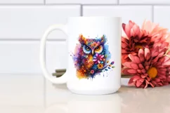 Abstract Vibrant Watercolor Owl PNG Product Image 2