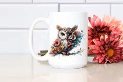 Abstract Vibrant Watercolor Owl PNG Product Image 2