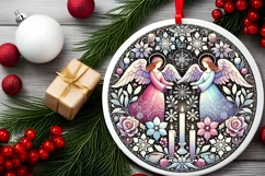 Round Christmas Ornament Sublimation|Clipart Product Image 1