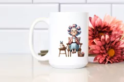 Old Lady Sitting with Hair Curlers and Mug | Sublimation | Product Image 2