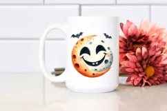 Funny Watercolor Halloween Moon Clipart Product Image 2