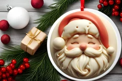Santa Round Ornament Sublimation PNG Product Image 2