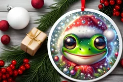 Frog Smiling Round Ornament Sublimation PNG Product Image 2