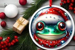 Frog Smiling Round Ornament Sublimation PNG Product Image 2