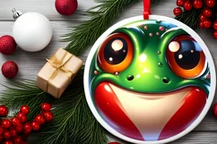 Frog Smiling Round Ornament Sublimation PNG Product Image 2