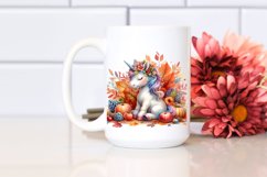 Colorful Pastel Baby Unicorn Autumn Scene Clipart Product Image 2