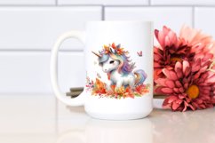 Colorful Pastel Baby Unicorn Autumn Scene Clipart Product Image 2