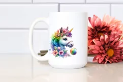 pastel Baby Unicorn Beach Scene PNG Product Image 2