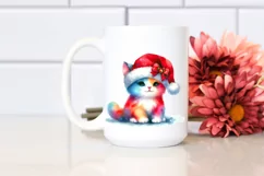 a Cute Sitting Cat with Santa Hat PNG Product Image 2