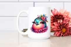 Vibrant Whimsical Hummingbird Portrait Clipart Product Image 2