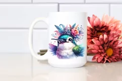 Vibrant Whimsical Hummingbird Portrait Clipart Product Image 2