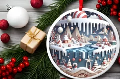 Round Christmas Ornament Sublimation|Clipart Product Image 2