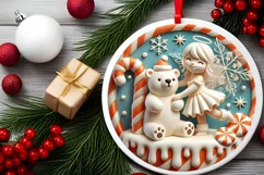 Round Christmas Ornament Sublimation|Clipart Product Image 1