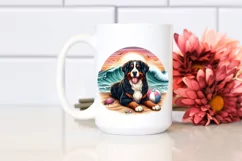 Bernese Mountain Dog Playing in the Sand | Clipart Product Image 2